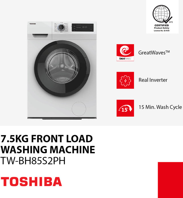 Great Value Matters Toshiba 7.5 KG Front Load Washing Machine