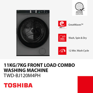 Great Value Toshiba 11kg/7 kg Inverter Front Load Combo Washing Machine