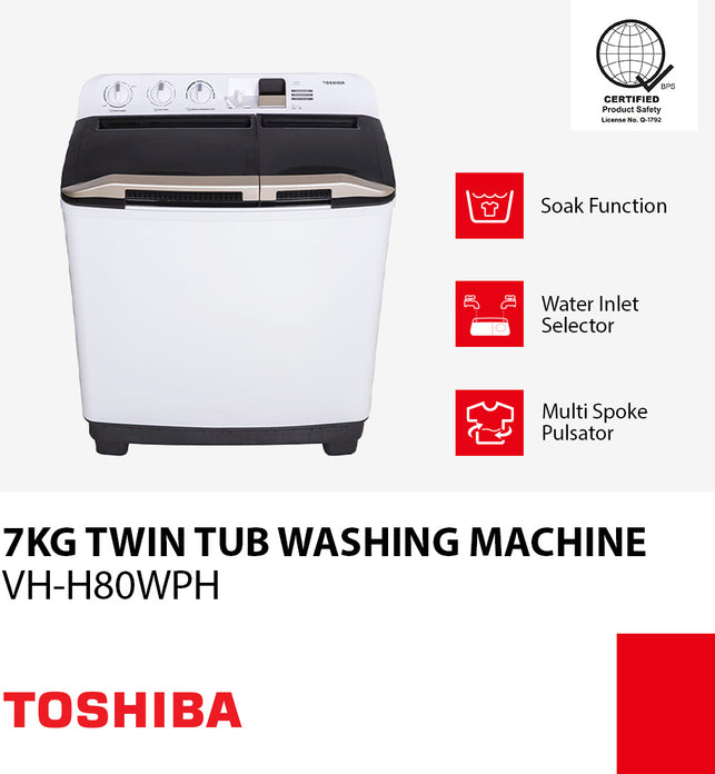 Great Value Matters Toshiba 7KG Twin Tub Washing Machine