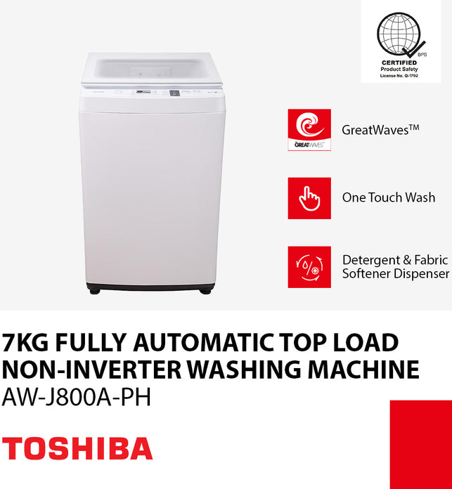 Great Value Matters Toshiba 7 KG Fully Auto Top  Load Washing Machine
