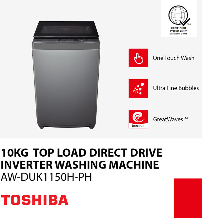Toshiba 10.5kg Inverter Fully Automatic Topload Washing Machine