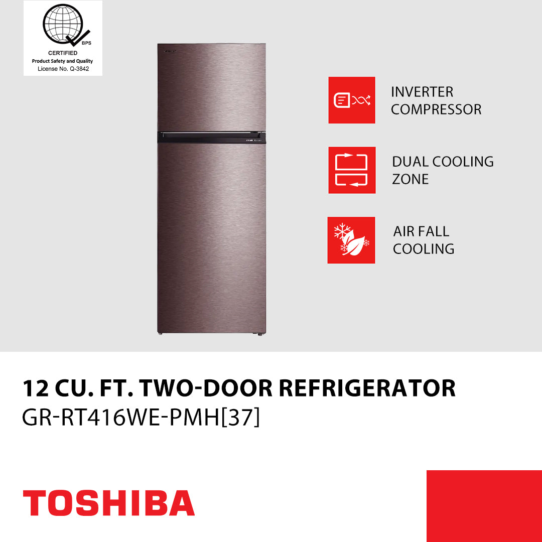 Toshiba Two Door 12 cu ft Top Mount Freezer No Frost Refrigerator