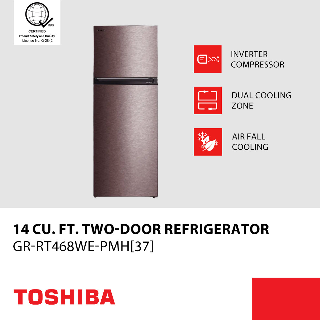 GREAT VALUE Toshiba Two Door 14 cu ft Top Mount Freezer No Frost Refrigerator