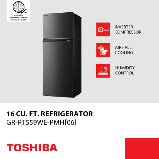 Toshiba Two Door 16 cu ft Top Mount Freezer No Frost Refrigerator