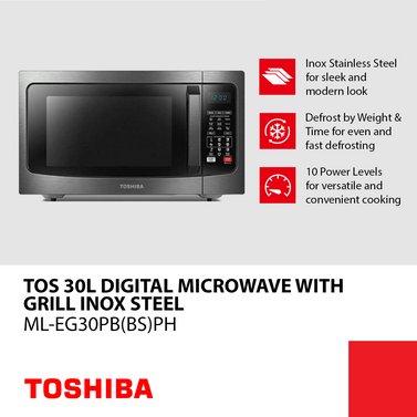 TOS 30L Digital Microwave with Grill Inox Steel