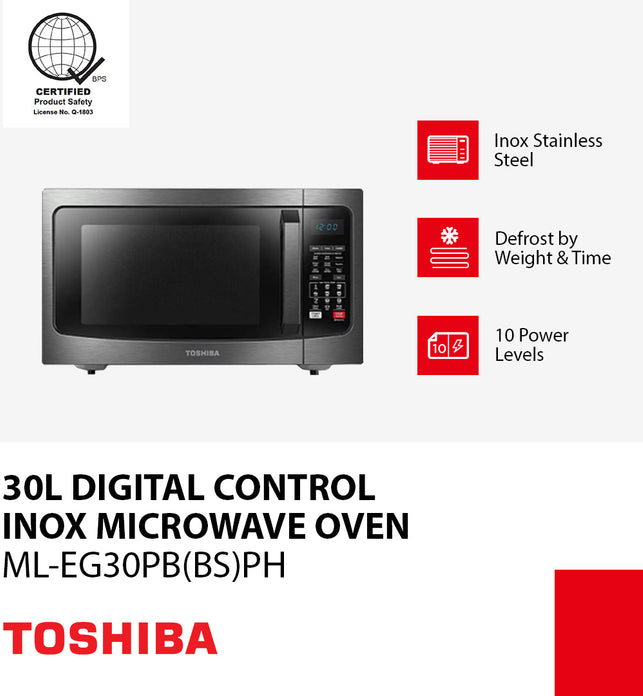 TOS 30L Digital Microwave with Grill Inox Steel