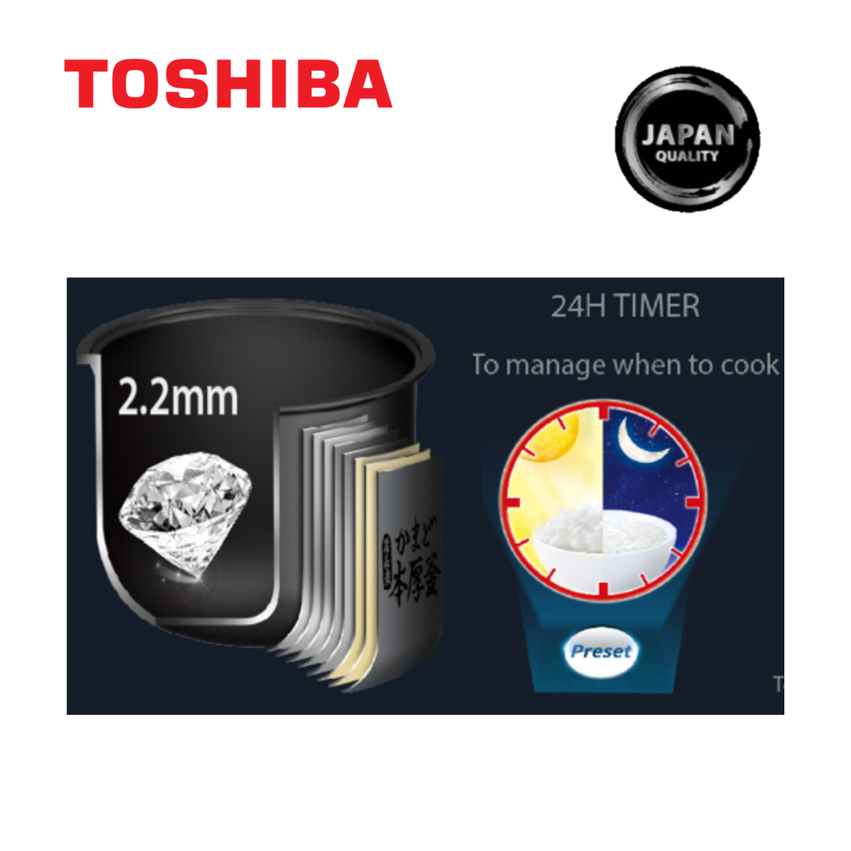 Toshiba non-stick coated white digital multi cooker 24 H timer japan quality